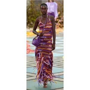 Ulla Johnson Emmalina Crochet Fringe Cotton & Silk Maxi Dress Size Small